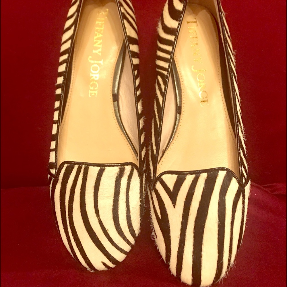 Tiffany Jorge Calf Hair Zebra 🦓 Flats 7.5